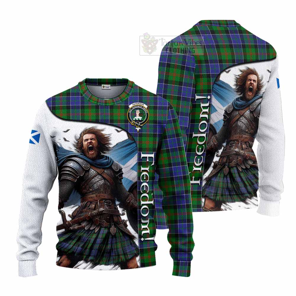 Tartan Vibes Clothing Paterson Crest Tartan Knitted Sweater Inspired by the Freedom of Scottish Warrior