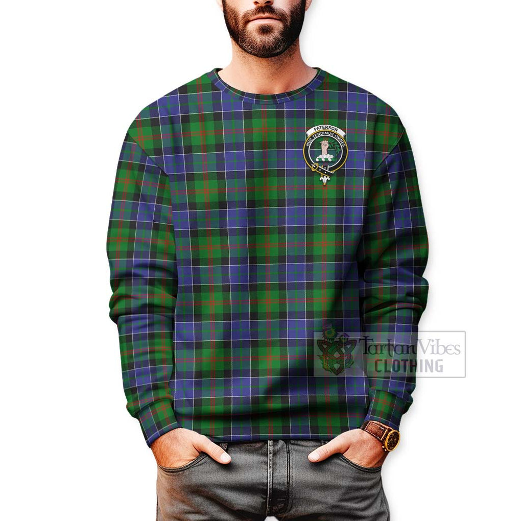 Tartan Vibes Clothing Paterson Tartan Sweatshirt with Family Crest Celtic Skull Style