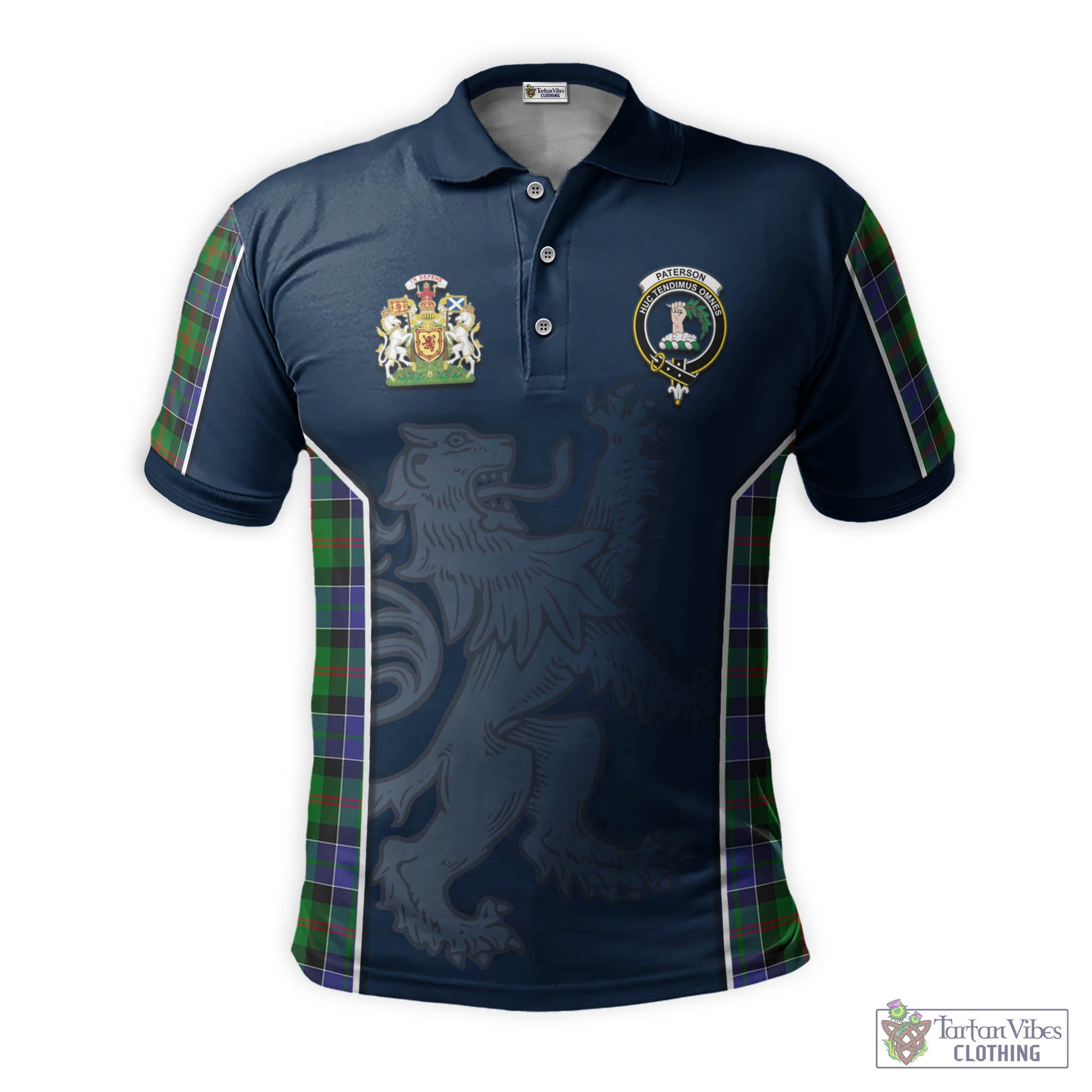 Tartan Vibes Clothing Paterson Tartan Men's Polo Shirt with Family Crest and Lion Rampant Vibes Sport Style