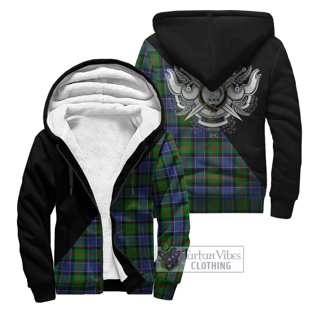 Paterson Tartan Sherpa Hoodie with Family Crest and Military Logo Style Unisex - Tartanvibesclothing Shop