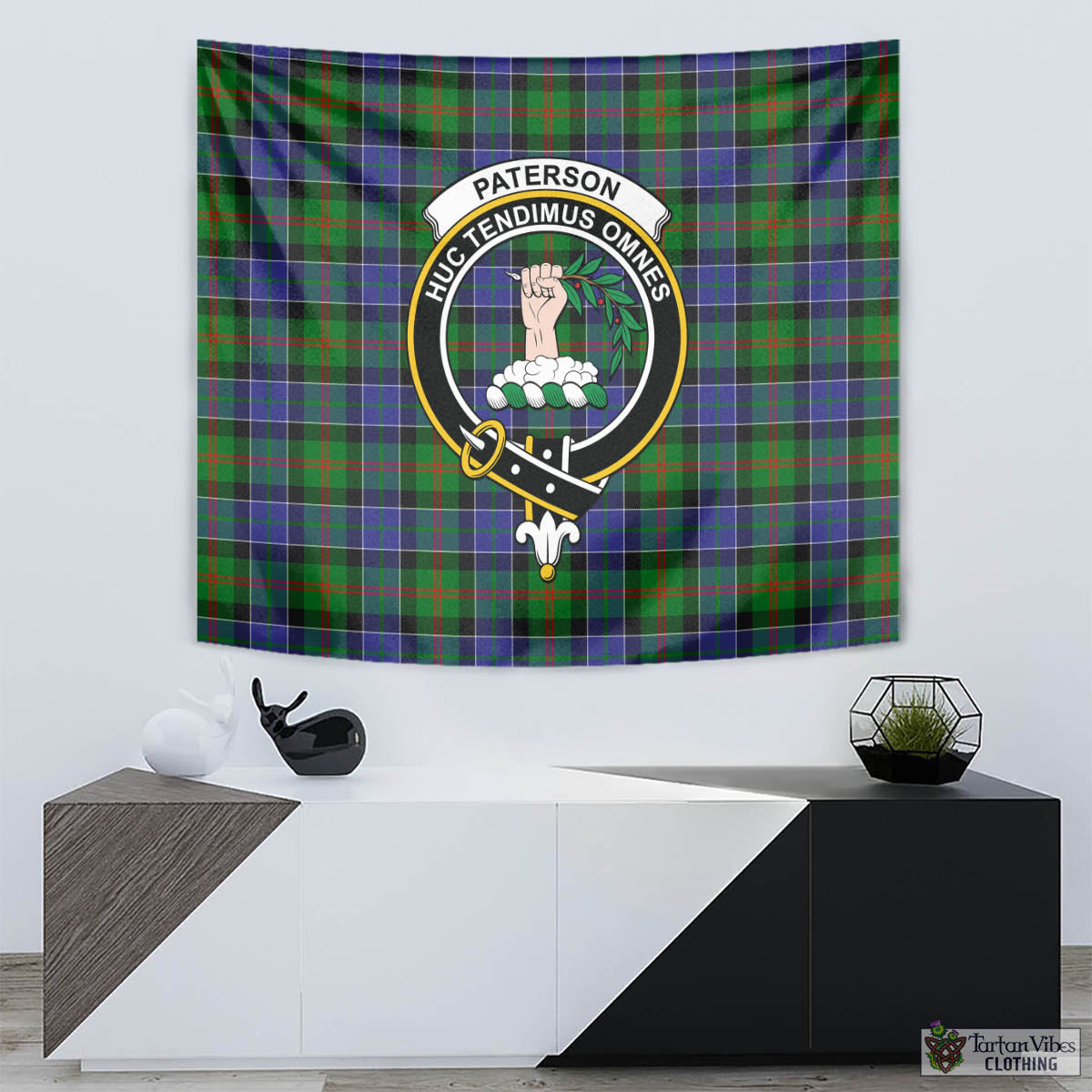 Tartan Vibes Clothing Paterson Tartan Tapestry Wall Hanging and Home Decor for Room with Family Crest