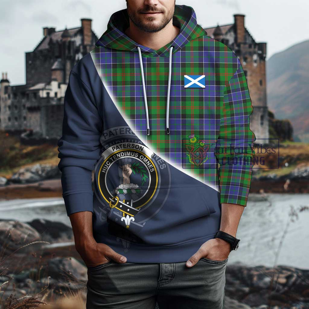 Paterson Tartan Hoodie with Personalised National Flag and Family Crest Half Style - Tartanvibesclothing Shop