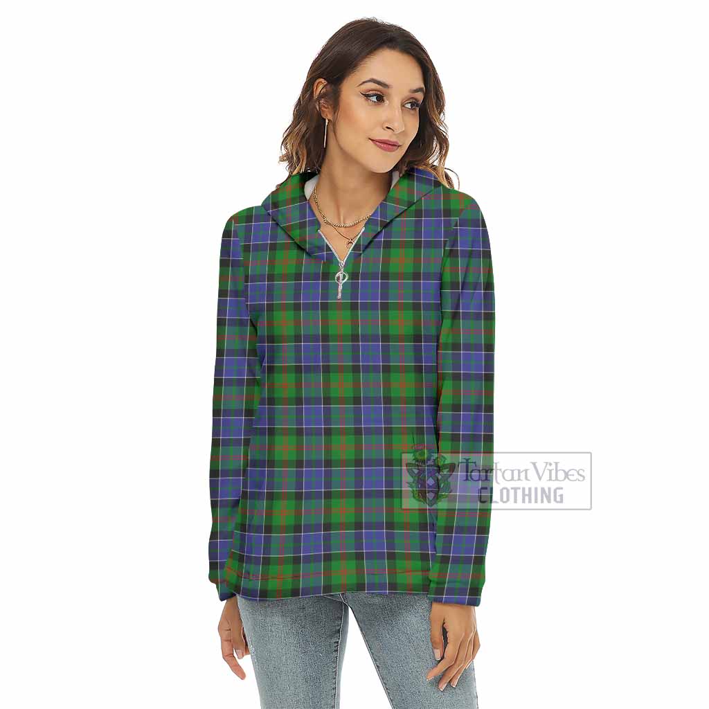 Paterson Tartan Women's Borg Fleece Hoodie with Half Zip - Tartan Vibes Clothing