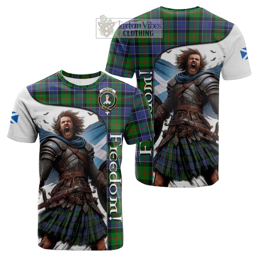 Tartan Vibes Clothing Paterson Crest Tartan Cotton T-shirt Inspired by the Freedom of Scottish Warrior