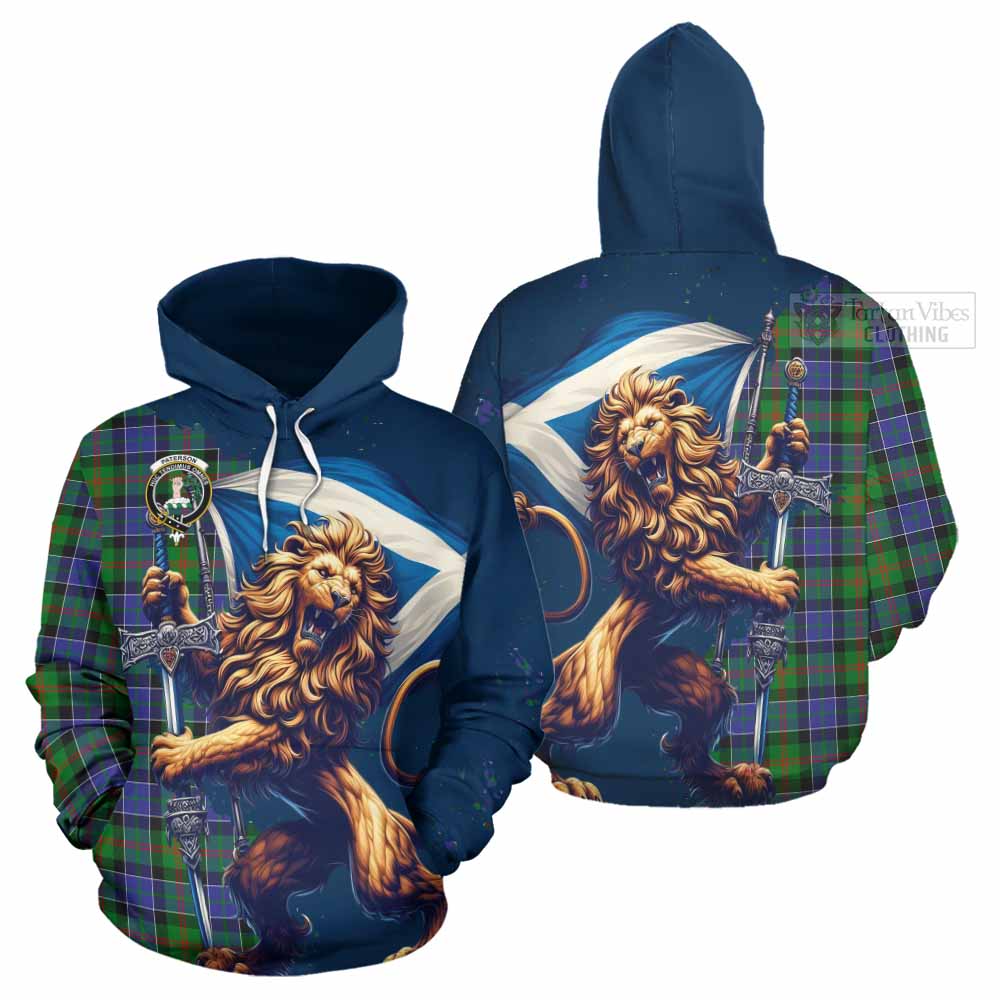 Tartan Vibes Clothing Paterson Tartan Family Crest Hoodie with Scottish Majestic Lion