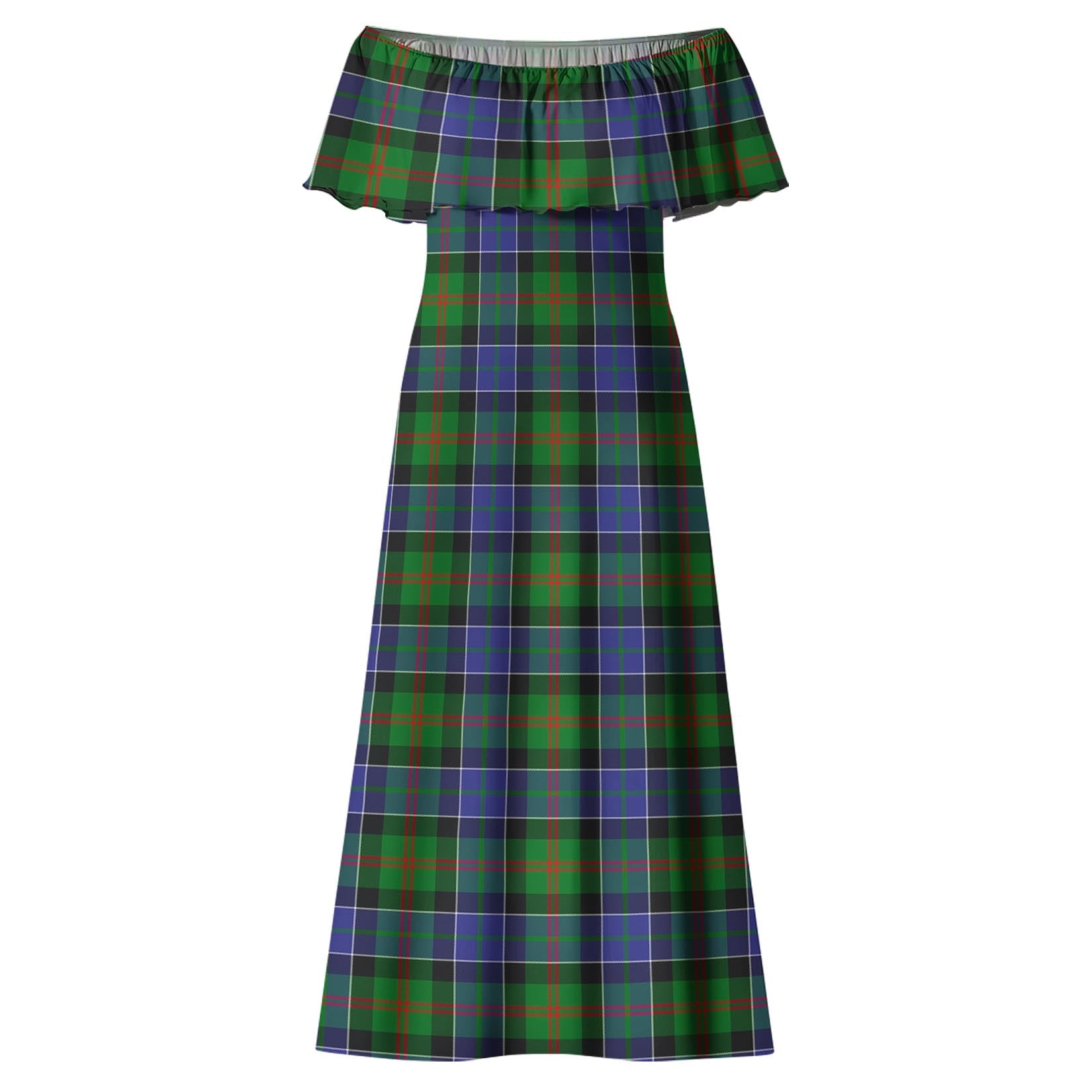 Paterson Tartan Off Shoulder Long Dress - Tartanvibesclothing