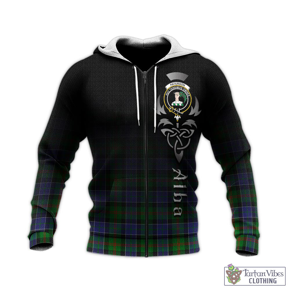 Tartan Vibes Clothing Paterson Tartan Knitted Hoodie Featuring Alba Gu Brath Family Crest Celtic Inspired