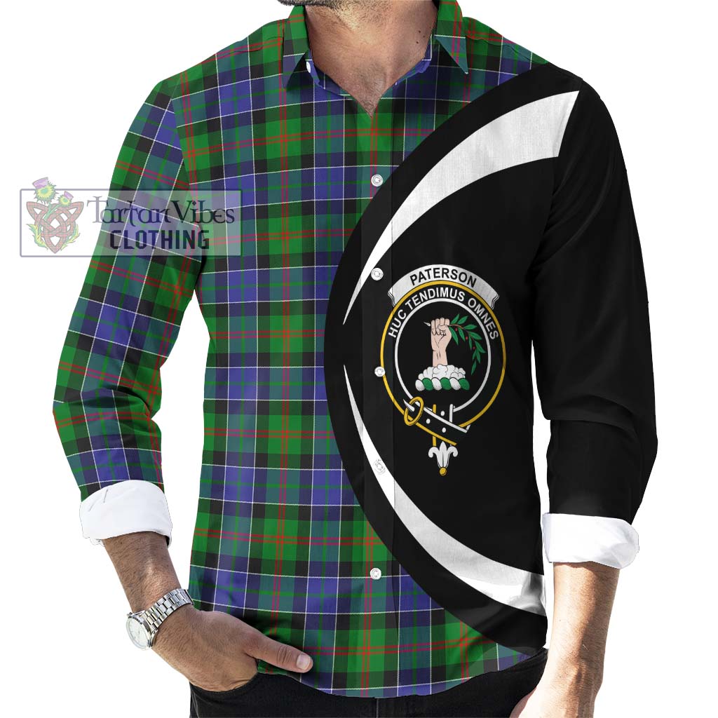 Paterson Tartan Long Sleeve Button Up with Family Crest Circle Style - Tartan Vibes Clothing