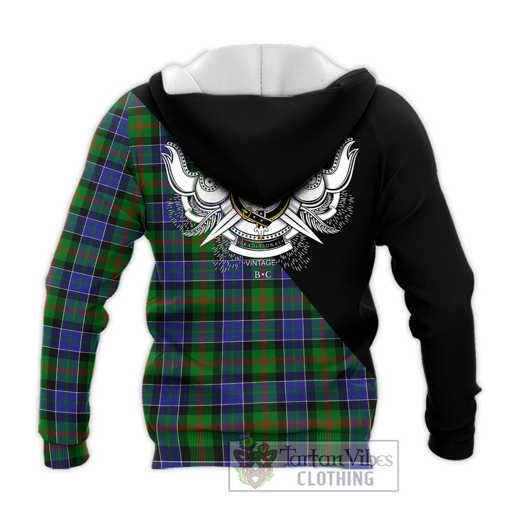 Paterson Tartan Knitted Hoodie with Family Crest and Military Logo Style - Tartanvibesclothing Shop