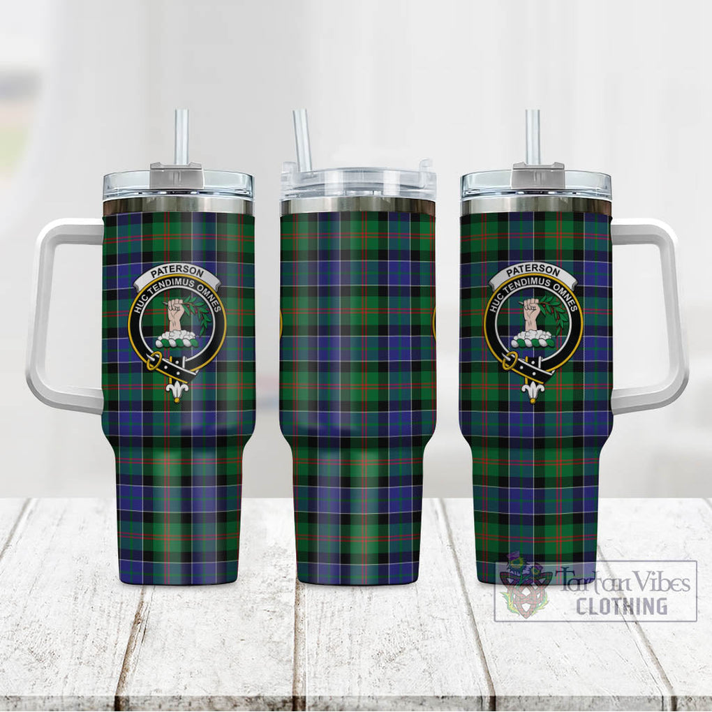 Tartan Vibes Clothing Paterson Tartan and Family Crest Tumbler with Handle