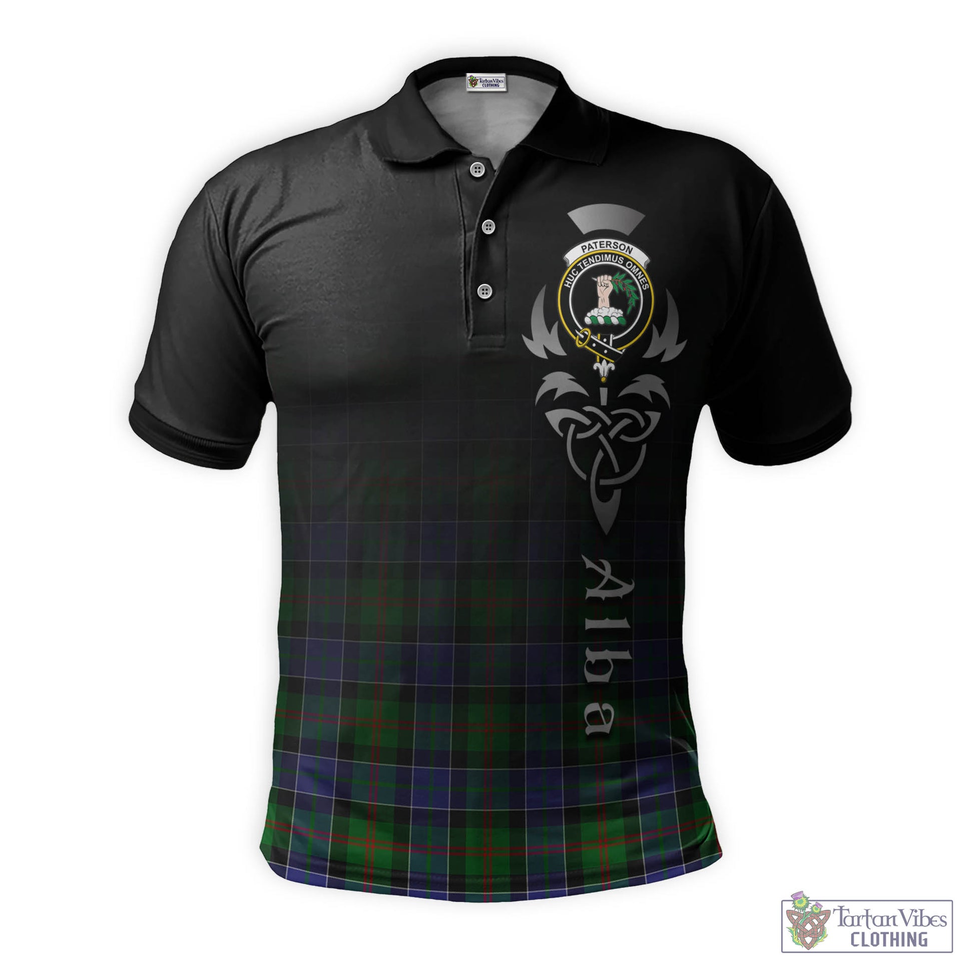 Tartan Vibes Clothing Paterson Tartan Polo Shirt Featuring Alba Gu Brath Family Crest Celtic Inspired