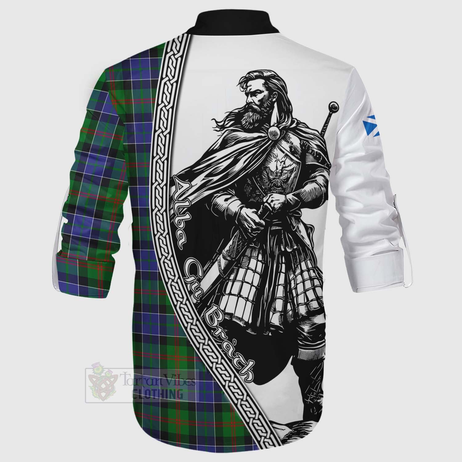 Tartan Vibes Clothing Paterson Tartan Clan Crest Ghillie Kilt Shirt with Highlander Warrior Celtic Style