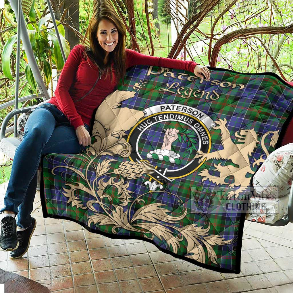 Tartan Vibes Clothing Paterson Tartan Quilt with Family Crest and Scottish Symbol Style