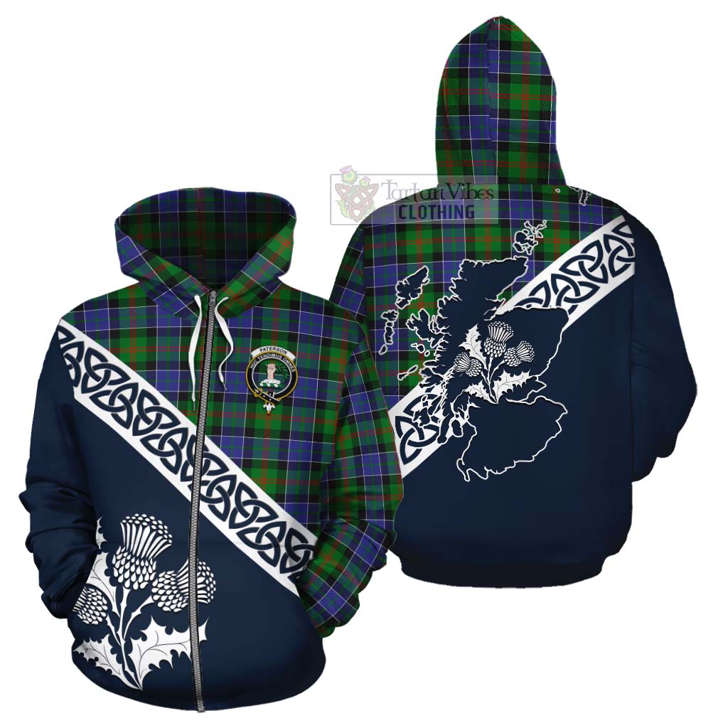 Tartan Vibes Clothing Paterson Tartan Cotton Hoodie Featuring Thistle and Scotland Map