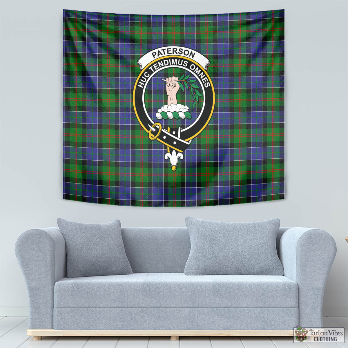 Tartan Vibes Clothing Paterson Tartan Tapestry Wall Hanging and Home Decor for Room with Family Crest