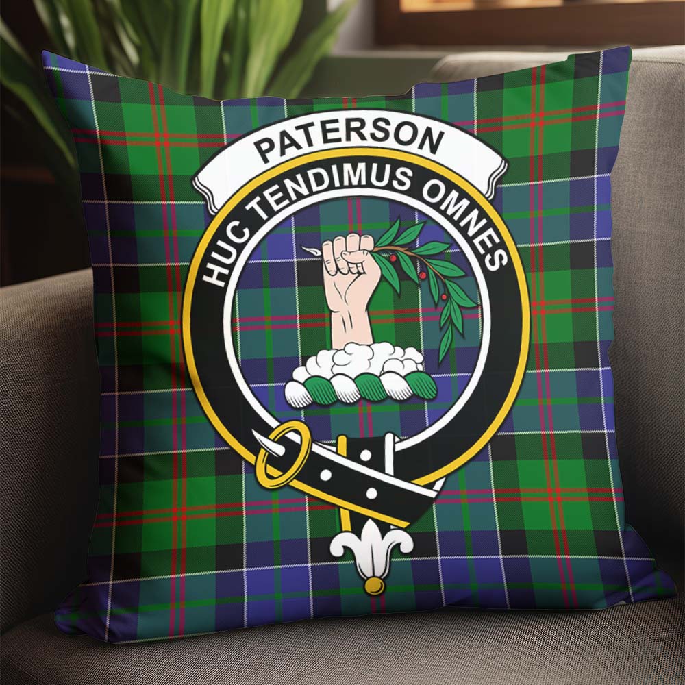 Paterson Tartan Pillow Cover with Family Crest - Tartanvibesclothing