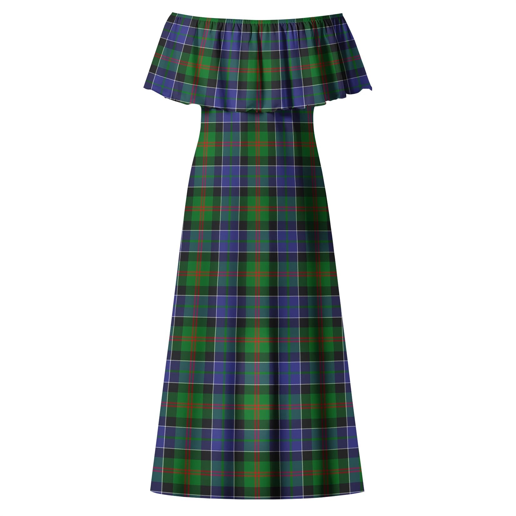 Paterson Tartan Off Shoulder Long Dress - Tartanvibesclothing