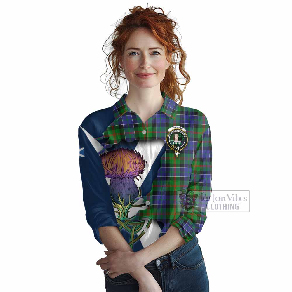 Paterson Tartan Family Crest Women's Casual Shirt Scottish Thistle Celtic Inspired - Tartan Vibes Clothing