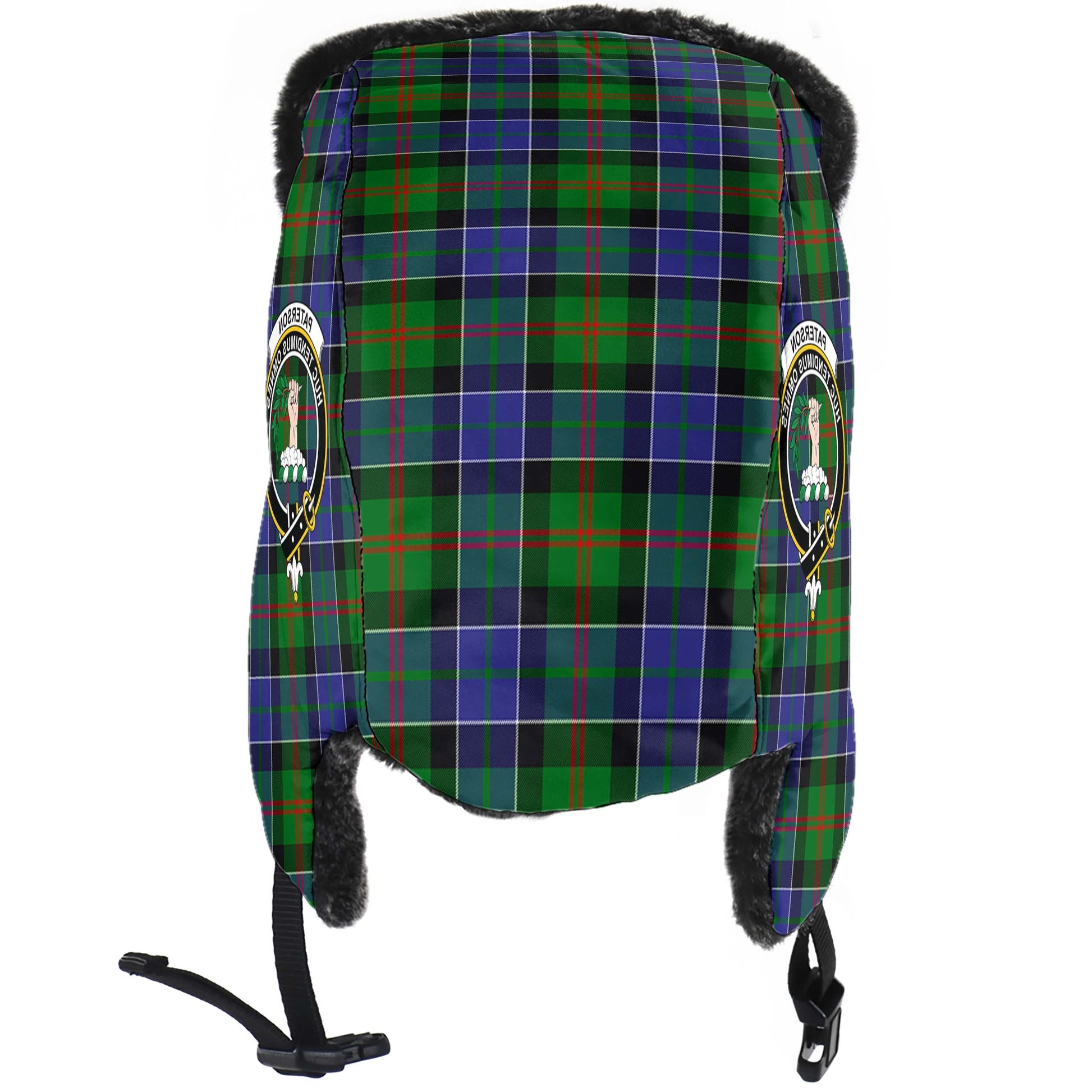 Paterson Tartan Winter Trapper Hat with Family Crest - Tartanvibesclothing