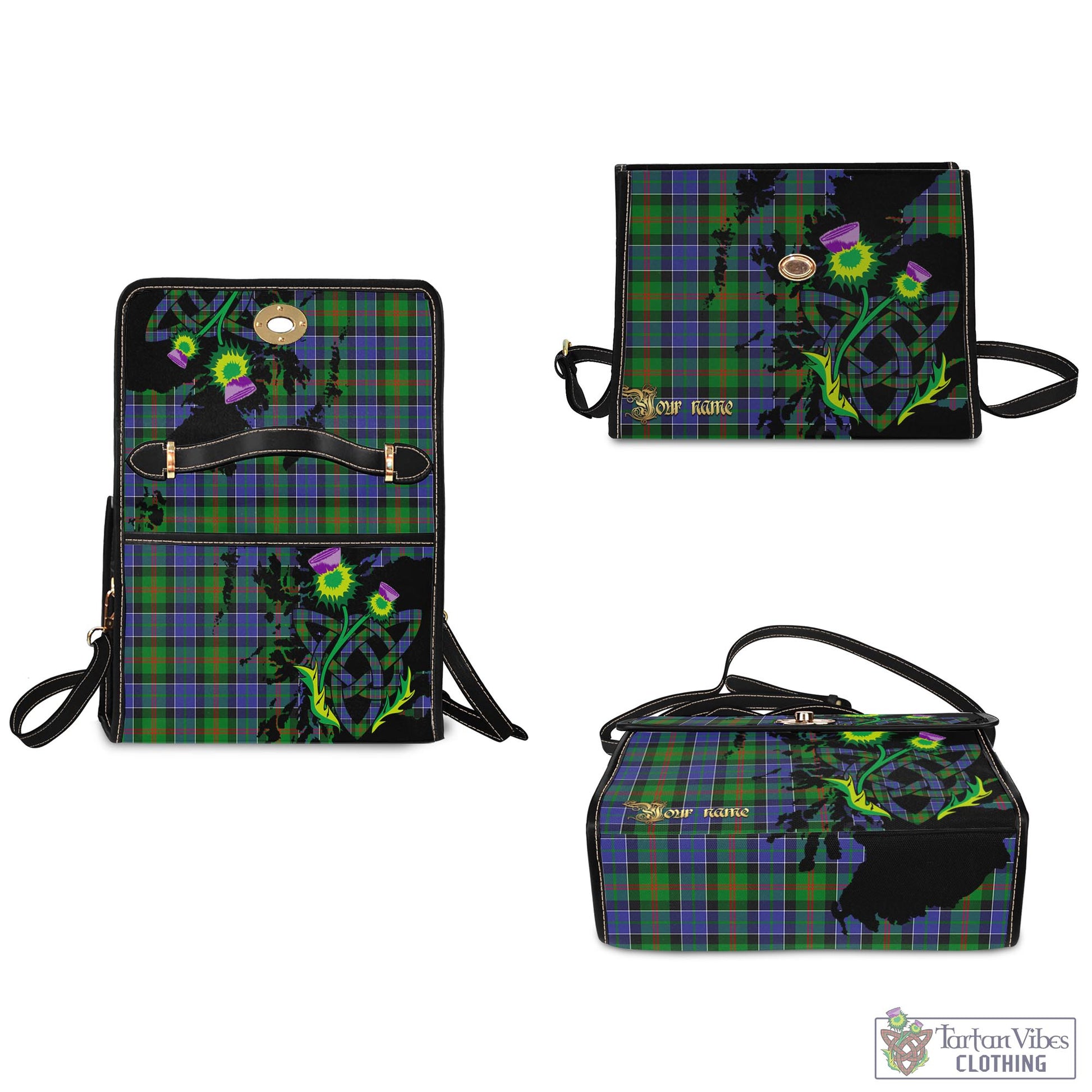 Tartan Vibes Clothing Paterson Tartan Waterproof Canvas Bag with Scotland Map and Thistle Celtic Accents