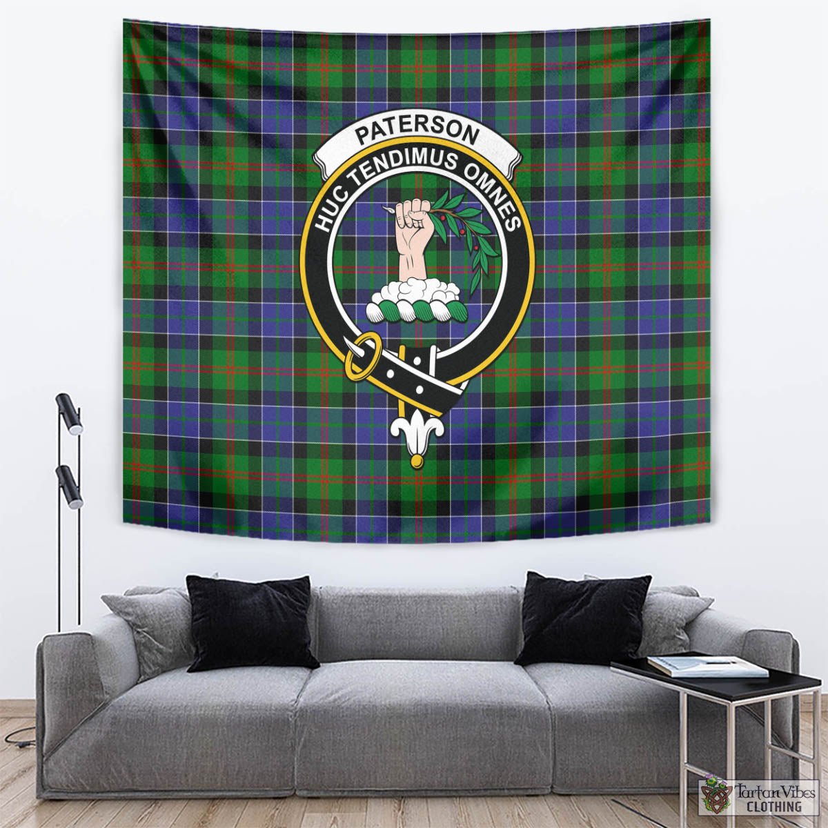 Tartan Vibes Clothing Paterson Tartan Tapestry Wall Hanging and Home Decor for Room with Family Crest