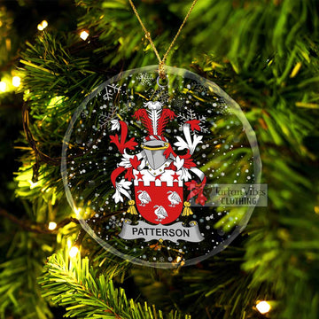 Patterson Irish Clan Christmas Glass Ornament with Coat of Arms Transparent Glass Circle - 2D-tartanvibesclothing