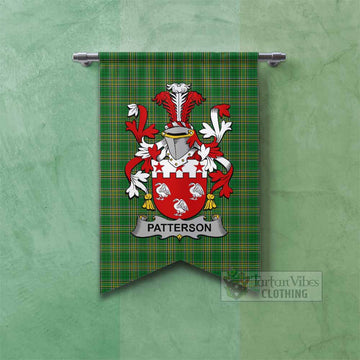 Patterson Irish Clan Tartan Gonfalon, Tartan Banner with Coat of Arms Fishtail - Tartan Vibes Clothing