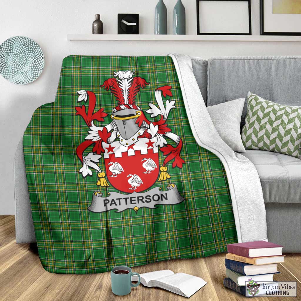 Patterson Irish Clan Tartan Blanket with Coat of Arms - Tartan Vibes Clothing