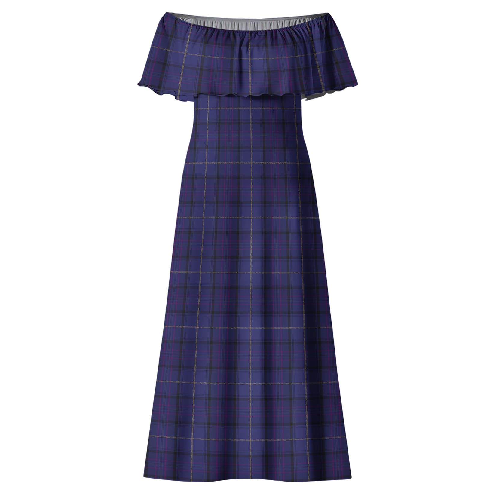 Payne Tartan Off Shoulder Long Dress - Tartanvibesclothing