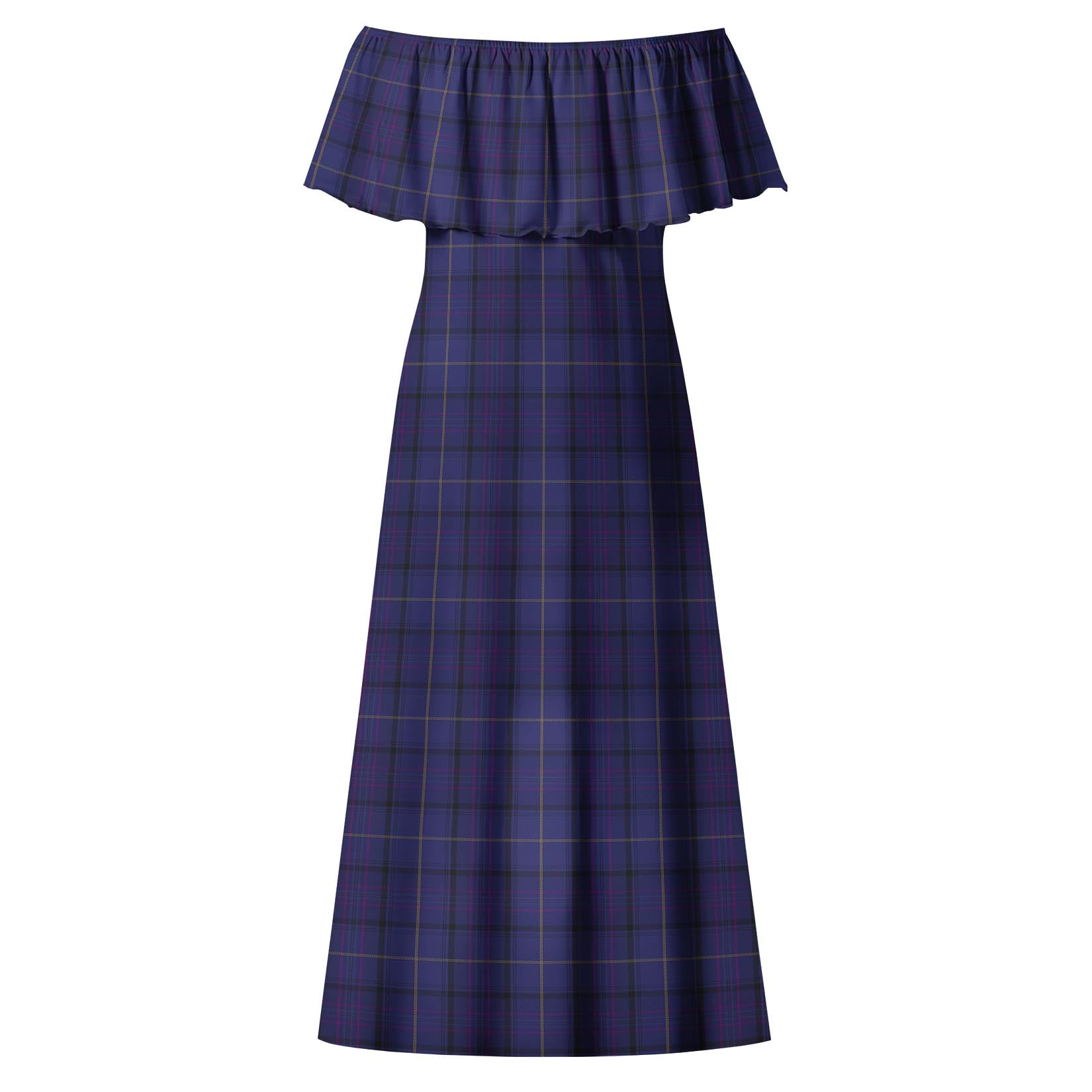 Payne Tartan Off Shoulder Long Dress - Tartanvibesclothing