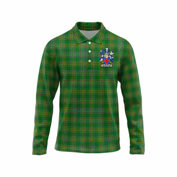Pendleton Irish Clan Tartan Long Sleeve Polo Shirt with Coat of Arms Unisex - Tartan Vibes Clothing