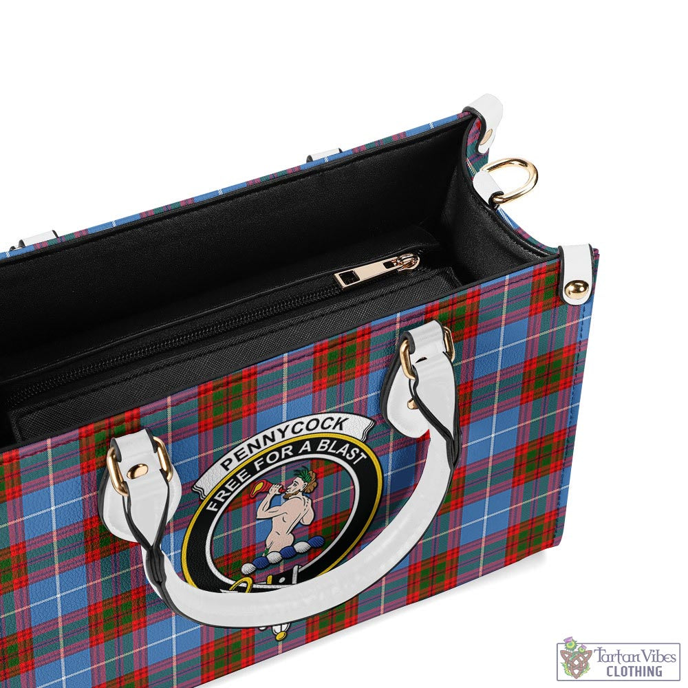 Tartan Vibes Clothing Pennycook Tartan Luxury Leather Handbags with Family Crest