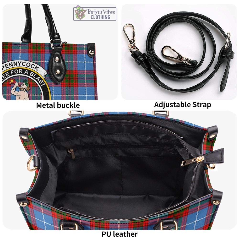 Tartan Vibes Clothing Pennycook Tartan Luxury Leather Handbags with Family Crest