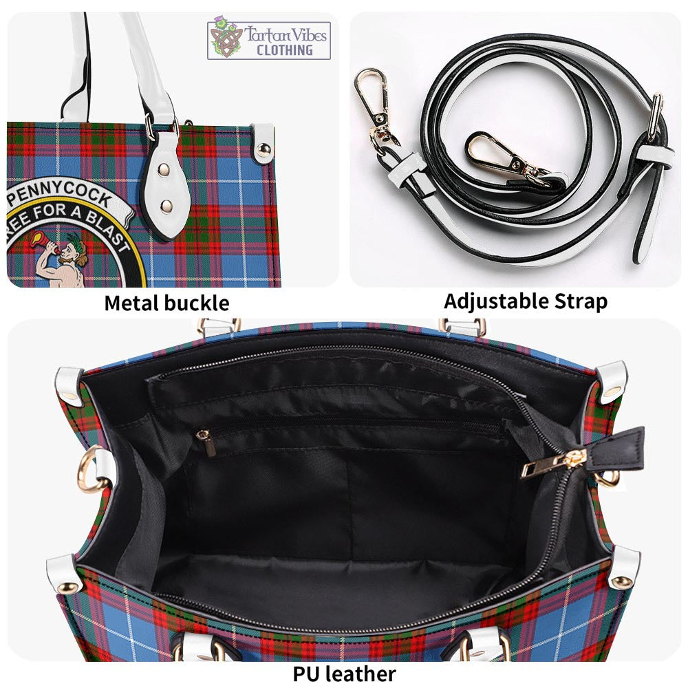 Tartan Vibes Clothing Pennycook Tartan Luxury Leather Handbags with Family Crest