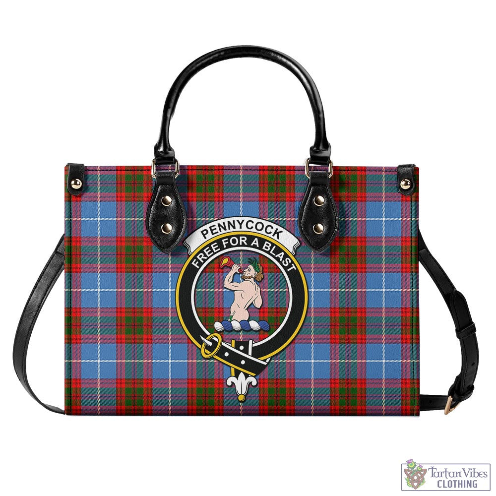 Tartan Vibes Clothing Pennycook Tartan Luxury Leather Handbags with Family Crest