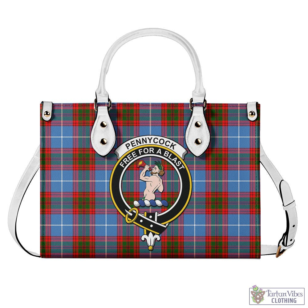 Tartan Vibes Clothing Pennycook Tartan Luxury Leather Handbags with Family Crest