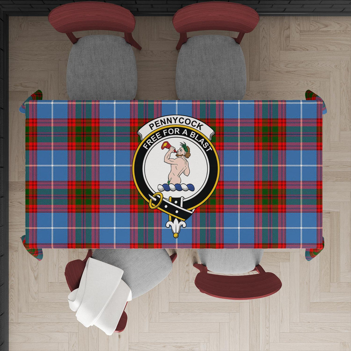 Pennycook Tartan Tablecloth with Family Crest XL 57.1"x70.9"(145x180cm) - Tartan Vibes Clothing
