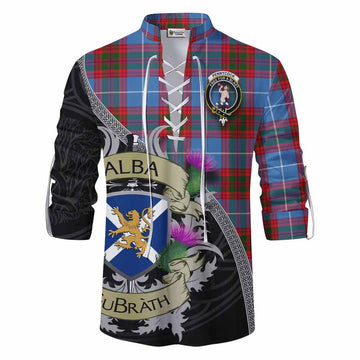 Pennycook Tartan Family Crest Ghillie Kilt Shirt Lion Rampant Royal Thistle Shield Celtic Inspired Men - Tartan Vibes Clothing