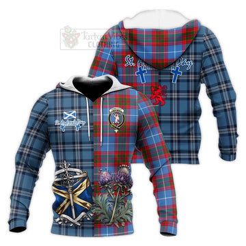 Pennycook Tartan Knitted Hoodie Happy St. Andrew's Day Half Tartan Style