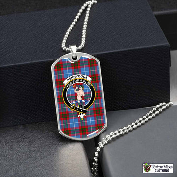 Pennycook Tartan Dog Tag Necklace with Family Crest