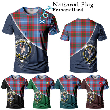 Pennycook Tartan T-Shirt with Personalised National Flag and Family Crest Half Style