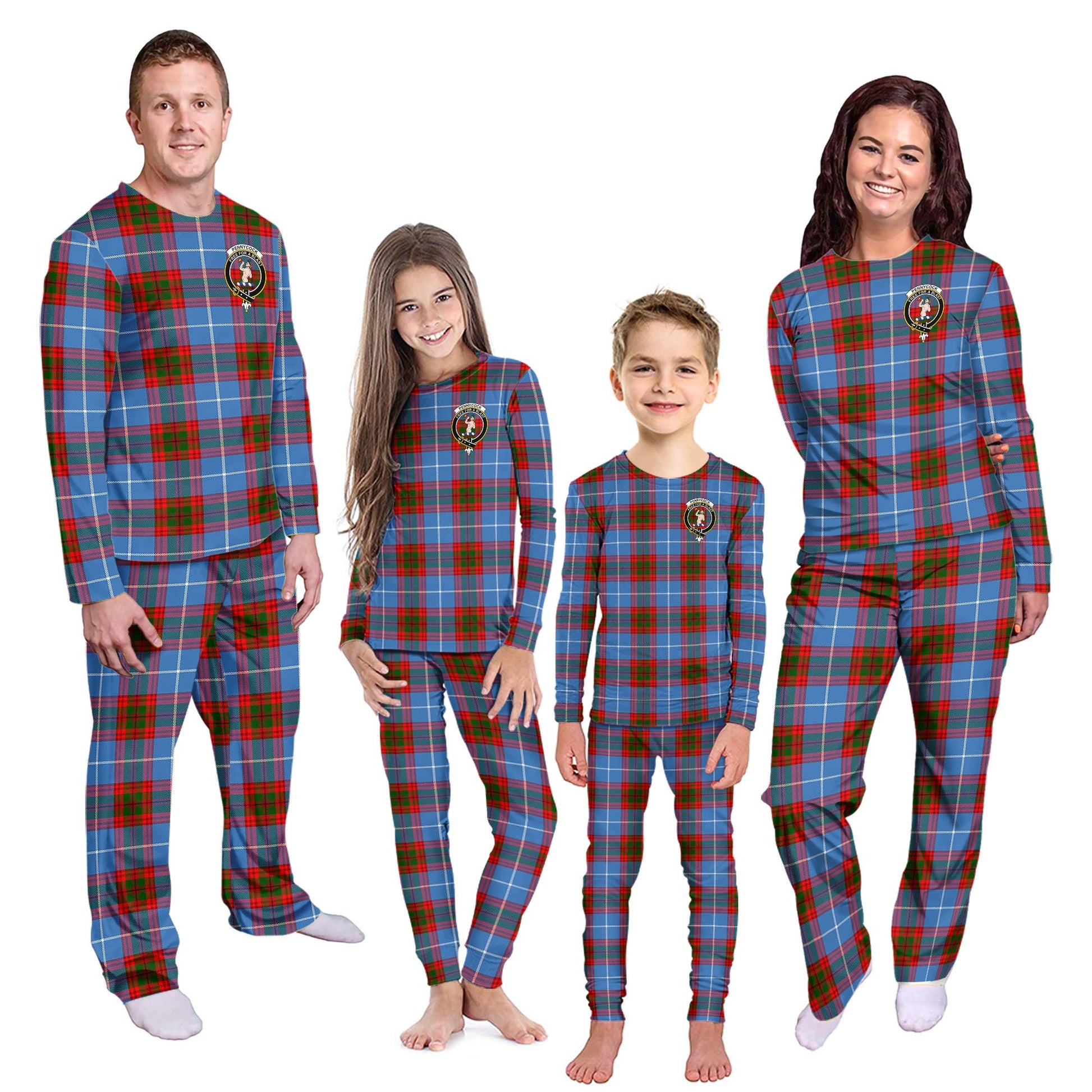 Pennycook Tartan Pajamas Family Set with Family Crest - Tartanvibesclothing