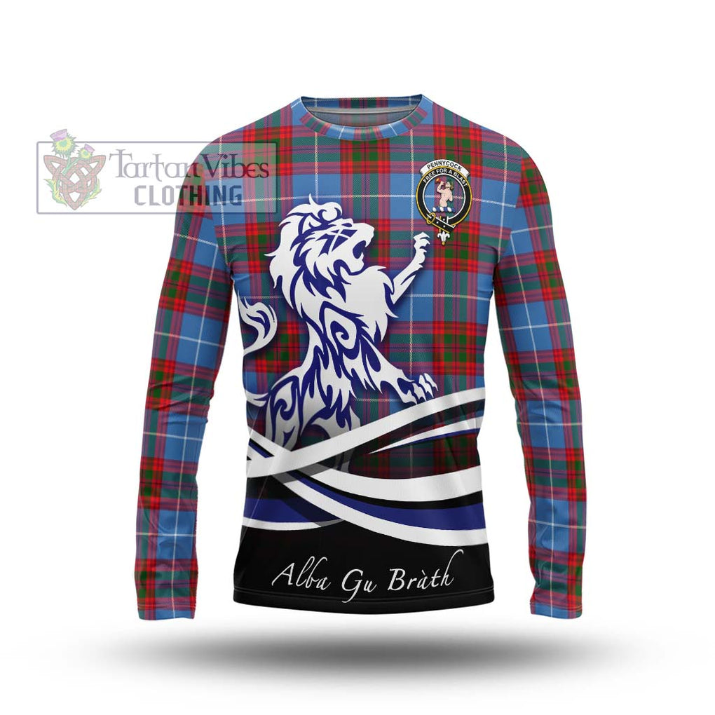 Pennycook Tartan Long Sleeve T-Shirt with Alba Gu Brath Regal Lion Emblem Unisex - Tartanvibesclothing Shop