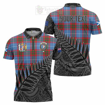 Pennycook Crest Tartan Zipper Polo Shirt with New Zealand Silver Fern Half Style