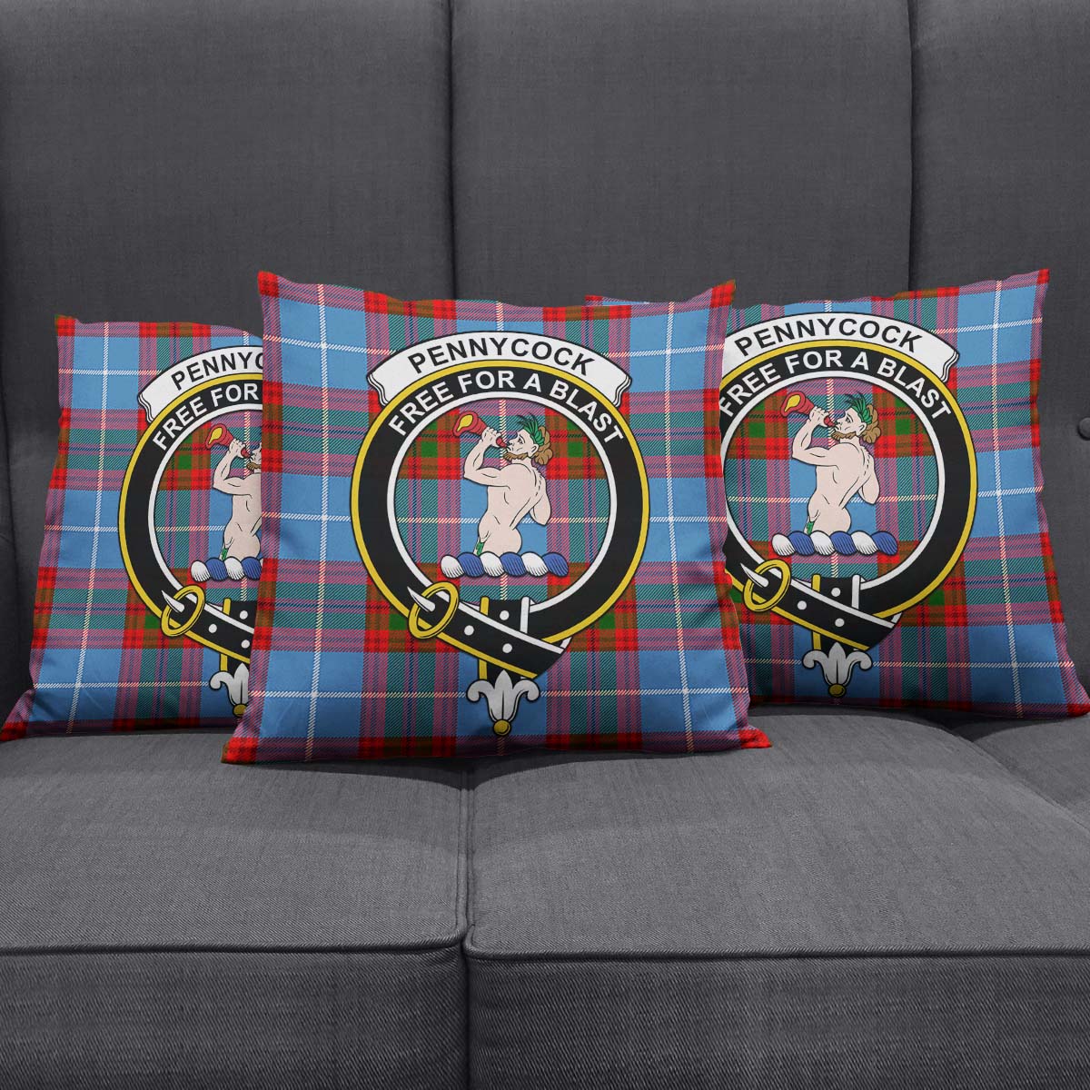 Pennycook Tartan Pillow Cover with Family Crest Square Pillow Cover - Tartanvibesclothing