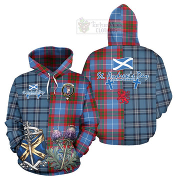 Pennycook Tartan Hoodie Happy St. Andrew's Day Half Tartan Style