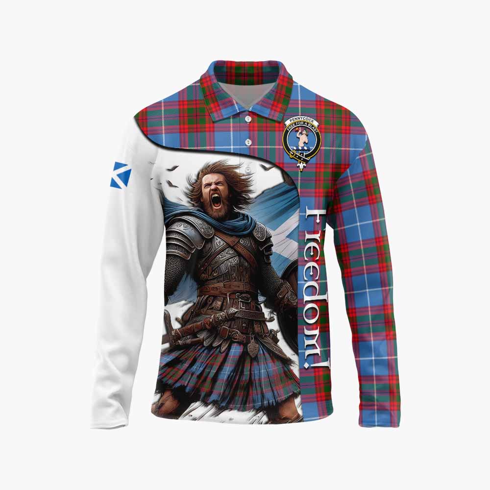 Tartan Vibes Clothing Pennycook Crest Tartan Long Sleeve Polo Shirt Inspired by the Freedom of Scottish Warrior