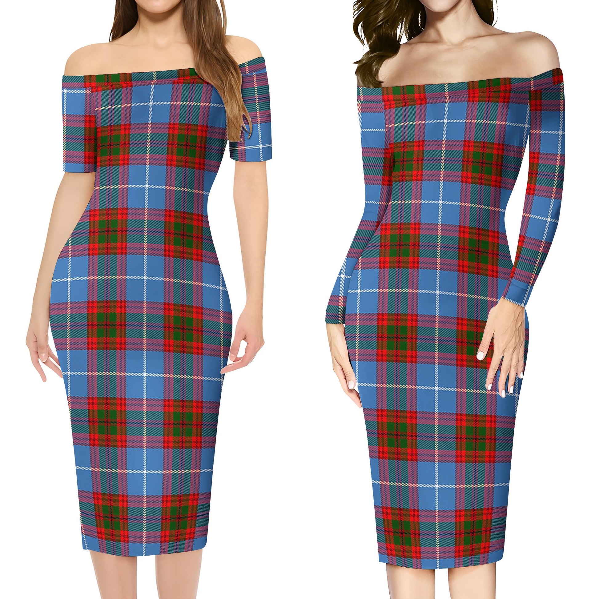 Pennycook Tartan Off Shoulder Lady Dress Women's Dress - Tartanvibesclothing