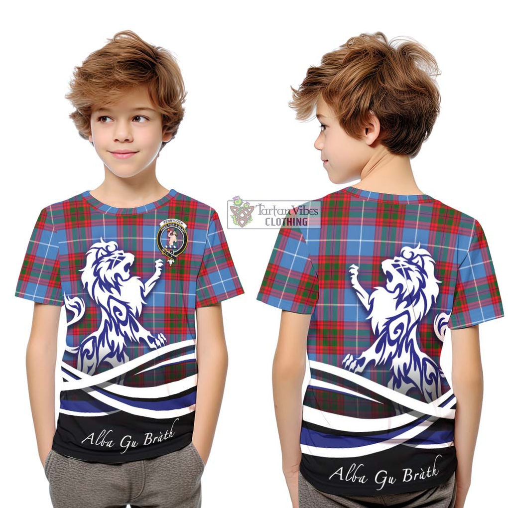 Pennycook Tartan Kid T-Shirt with Alba Gu Brath Regal Lion Emblem Youth XL Size14 - Tartanvibesclothing Shop