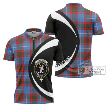 Pennycook Tartan Zipper Polo Shirt with Family Crest Circle Style